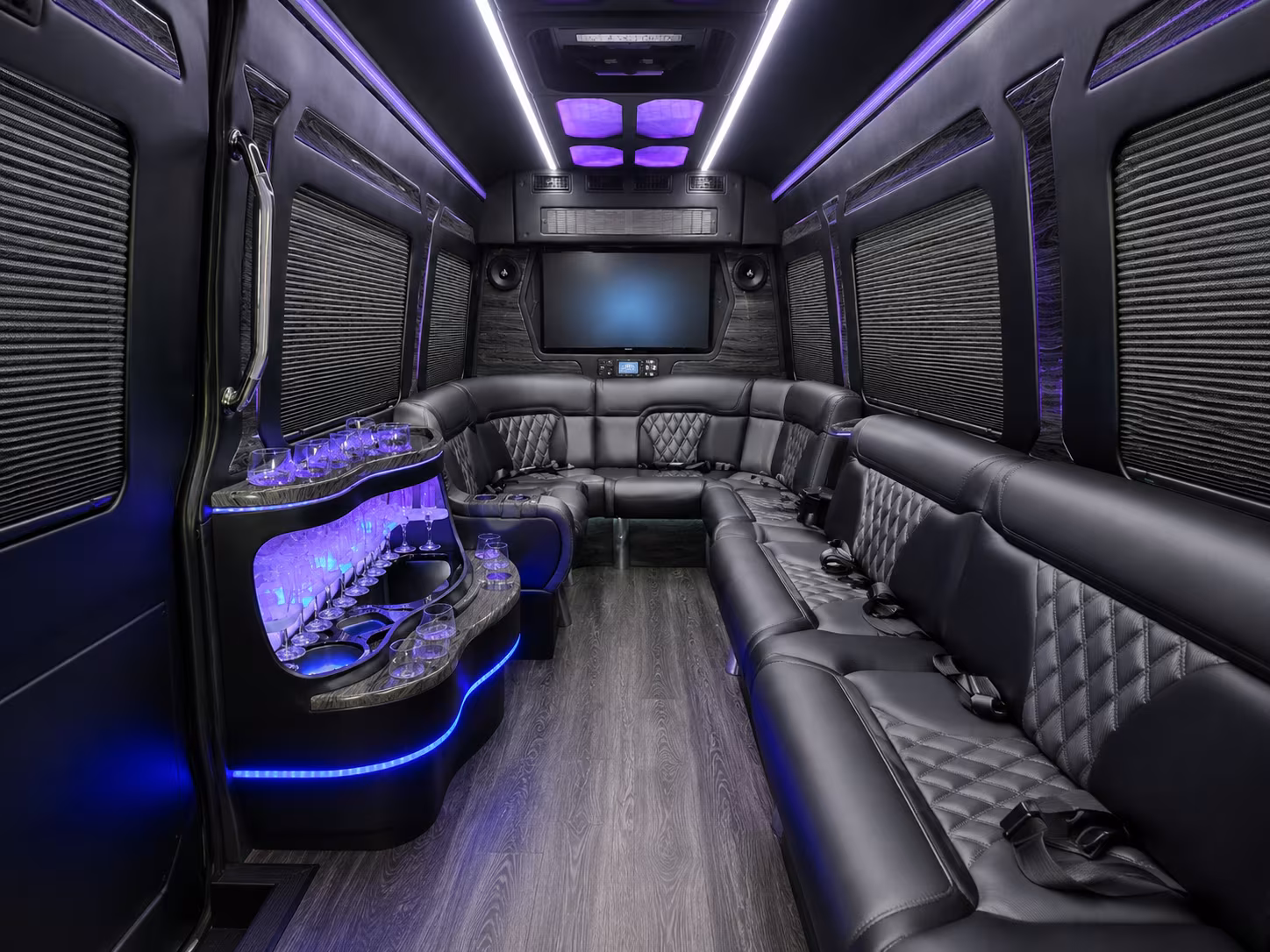 layton 28 passenger party bus inside