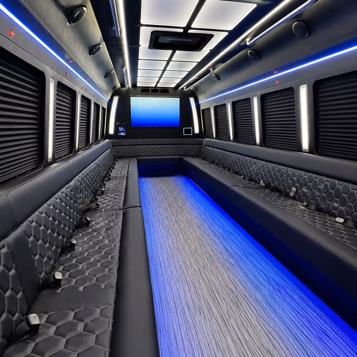 layton 50 passenger party bus inside